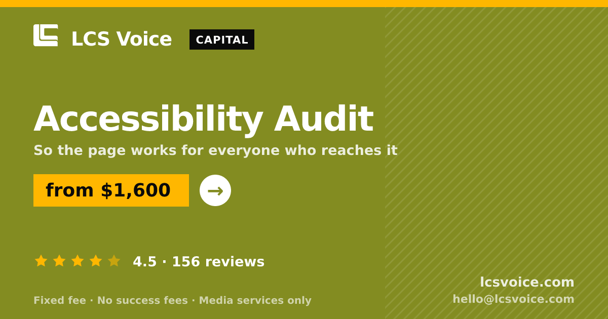 Accessibility Audit — from $1,600, rated 4.5/5 across 156 reviews. LCS Voice.
