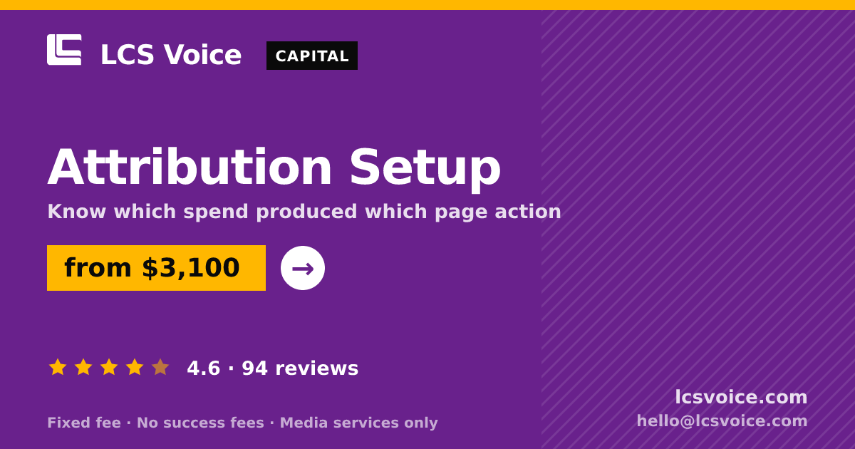 Attribution Setup — from $3,100, rated 4.6/5 across 94 reviews. LCS Voice.