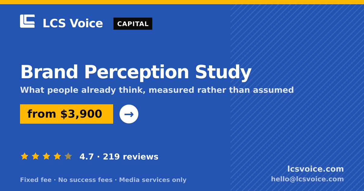Brand Perception Study — from $3,900, rated 4.7/5 across 219 reviews. LCS Voice.
