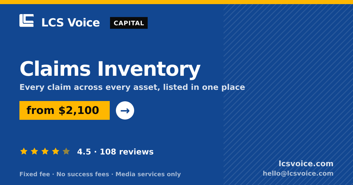 Claims Inventory — from $2,100, rated 4.5/5 across 108 reviews. LCS Voice.