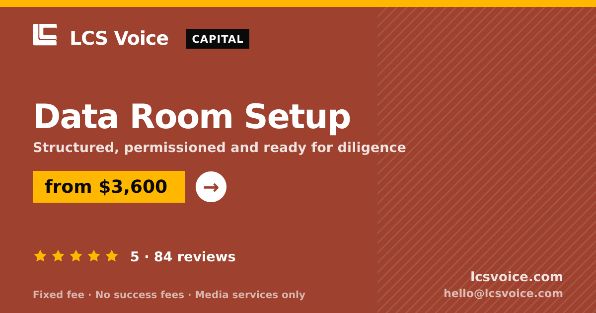 Data Room Setup — from $3,600, rated 5/5 across 84 reviews. LCS Voice.