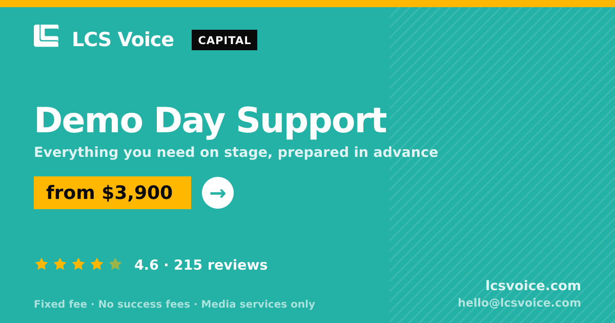 Demo Day Support — from $3,900, rated 4.6/5 across 215 reviews. LCS Voice.
