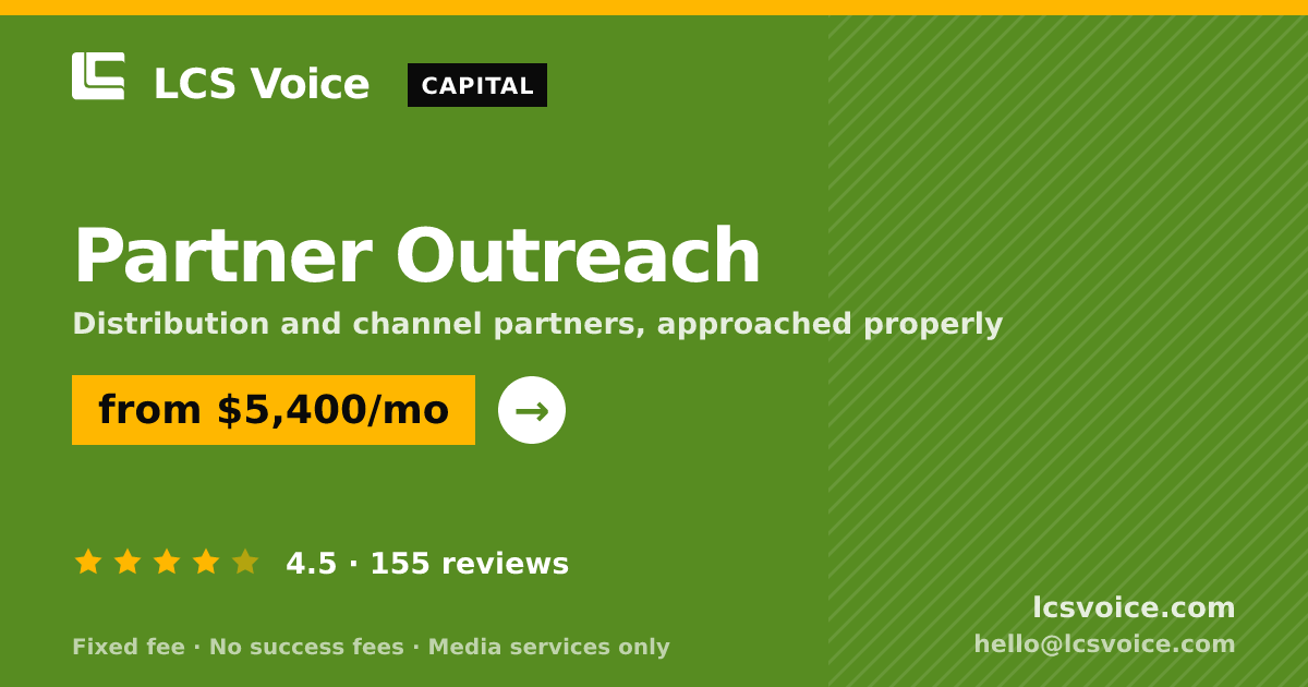 Partner Outreach — from $5,400/mo, rated 4.5/5 across 155 reviews. LCS Voice.