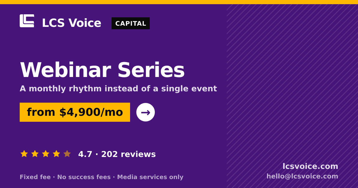 Webinar Series — from $4,900/mo, rated 4.7/5 across 202 reviews. LCS Voice.
